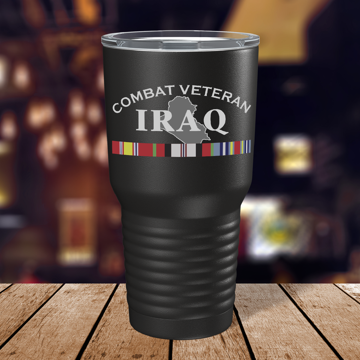 Combat Veteran Iraq on Black 30 oz Stainless Steel Tumbler
