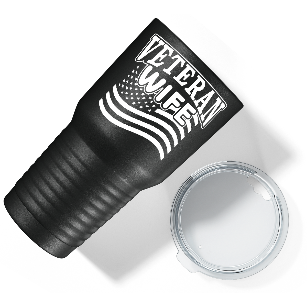 Veteran Wife on Black 30 oz Stainless Steel Tumbler