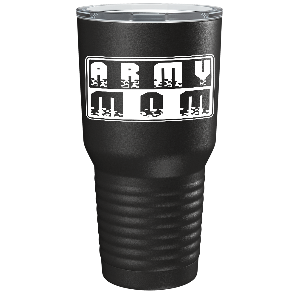 Army Mom on Black 30 oz Stainless Steel Tumbler