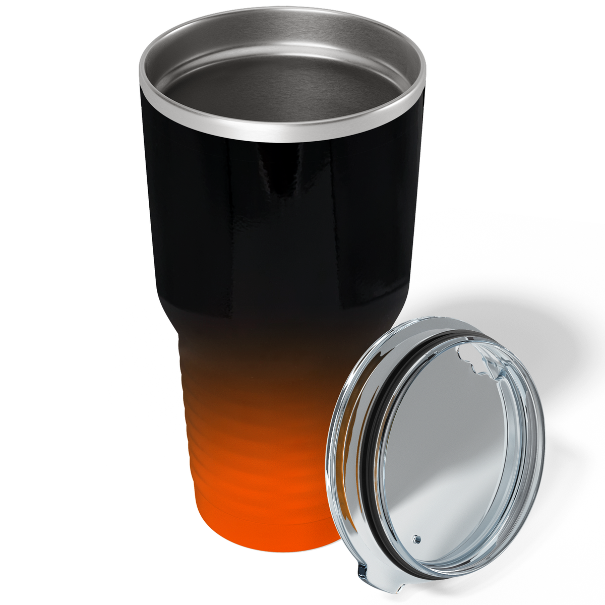 Custom Laser Engraved 30oz Black Orange Ombre Stainless Steel Tumbler