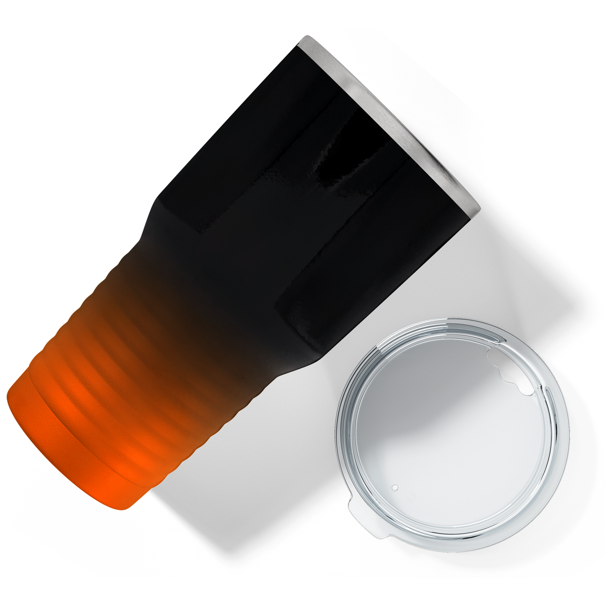 Custom Laser Engraved 30oz Black Orange Ombre Stainless Steel Tumbler