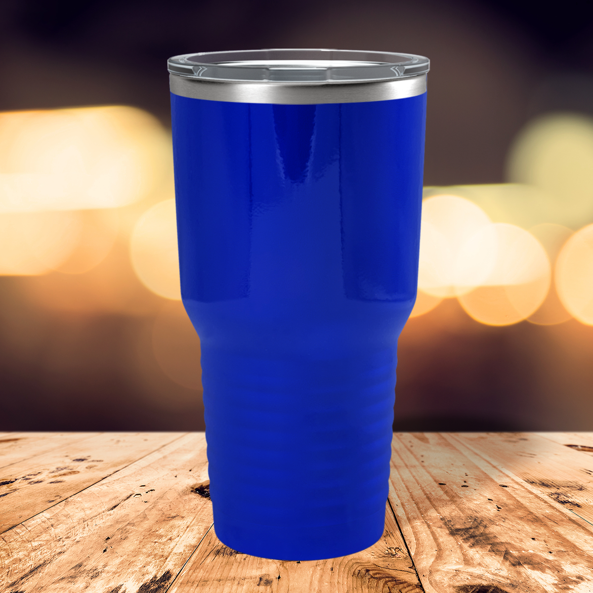 Custom Laser Engraved 30oz Blue Gloss Stainless Steel Tumbler