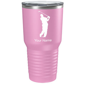 Golf Player Silhouette on Stainless Steel Golf Tumbler