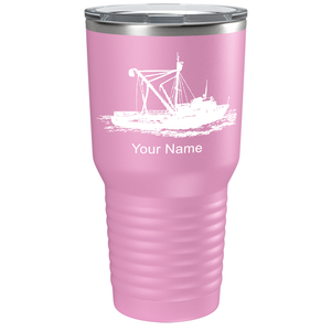 Fishing Boat on Stainless Steel Fishing Tumbler