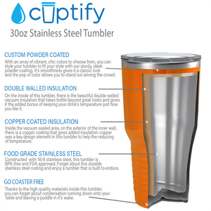 Orange Bright Gloss 30oz Stainless Steel Tumbler