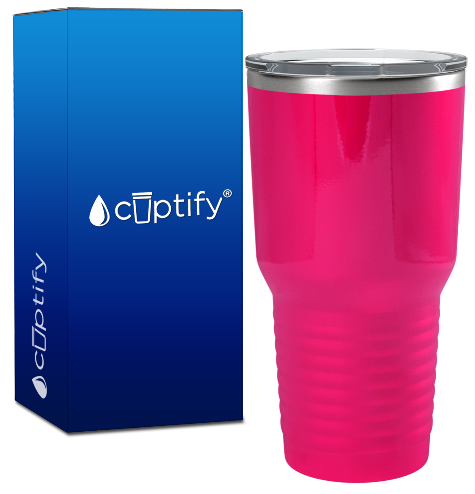 Custom Laser Engraved 30oz Pink Bright Gloss Stainless Steel Tumbler