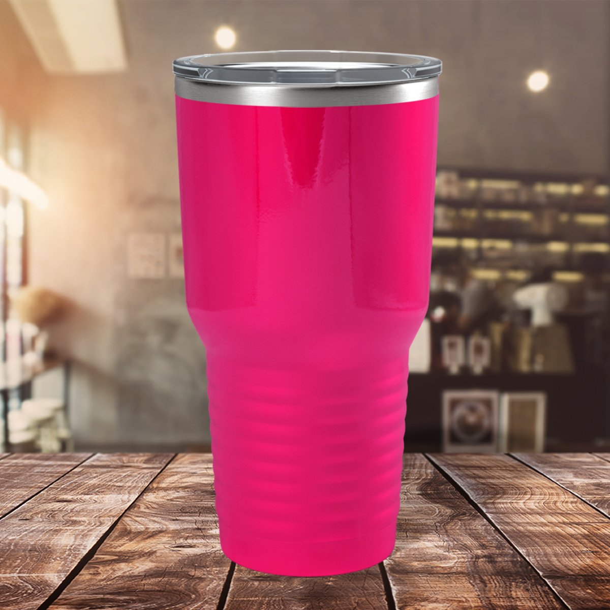 Custom Laser Engraved 30oz Pink Bright Gloss Stainless Steel Tumbler