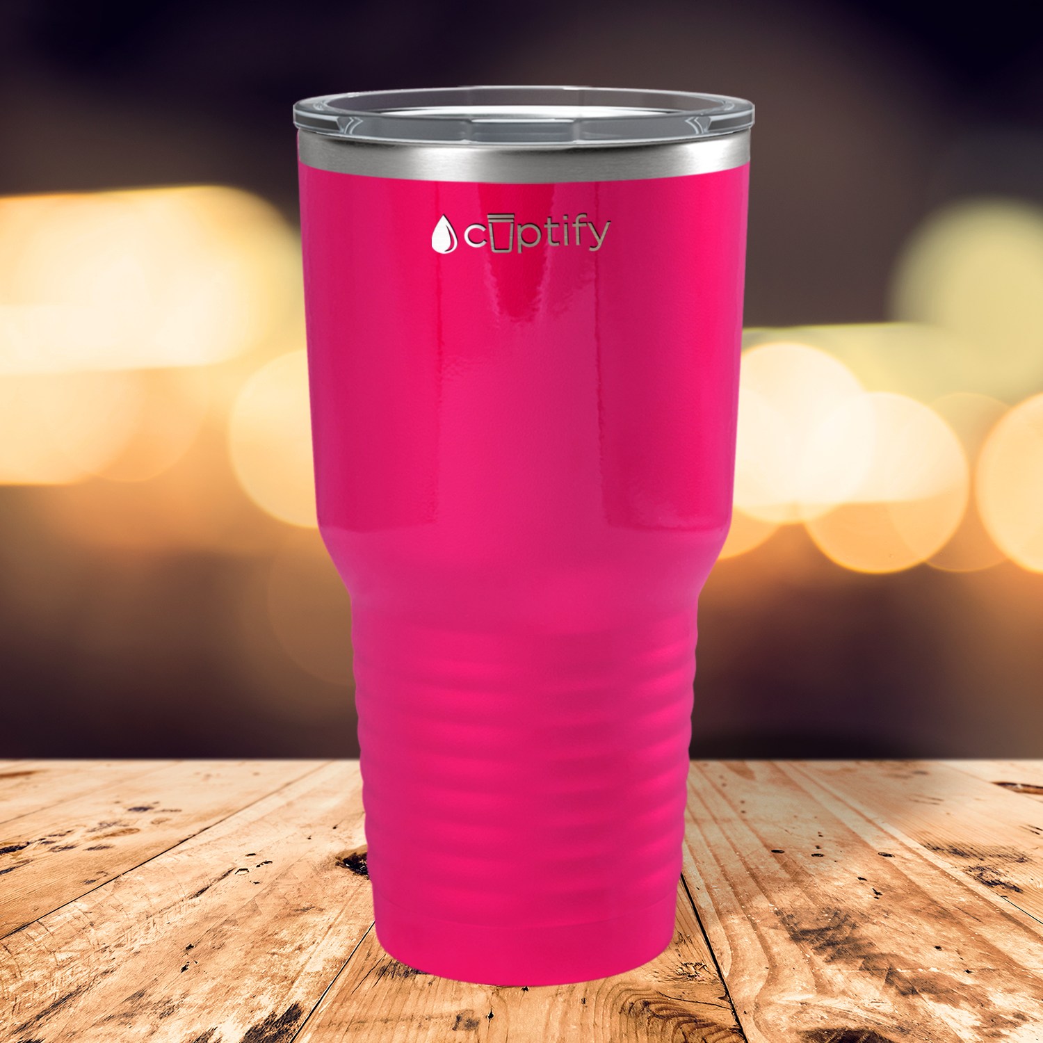 30oz Pink Bright Gloss Stainless Steel Tumbler