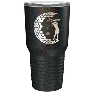 Personalized Women Golfer Laser Engraved on Stainless Steel Golf Tumbler