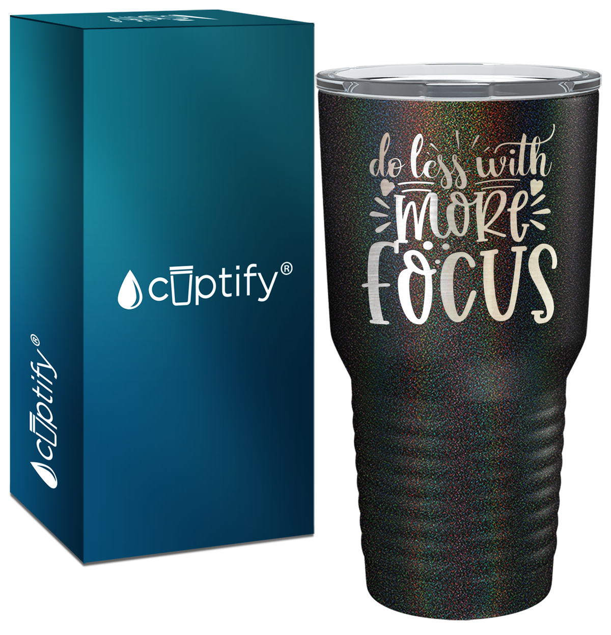 Do Less With More Focus Laser Engraved on Stainless Steel Motivational Tumbler