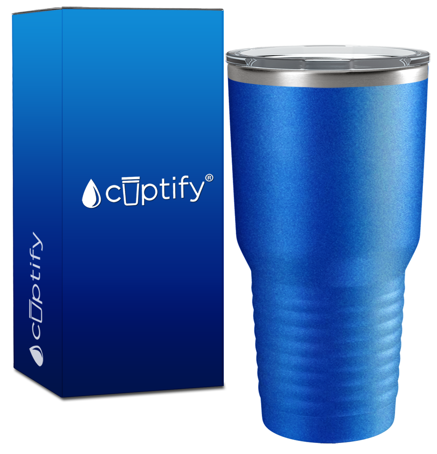 Custom Laser Engraved 30oz Blue Glitter Stainless Steel Tumbler