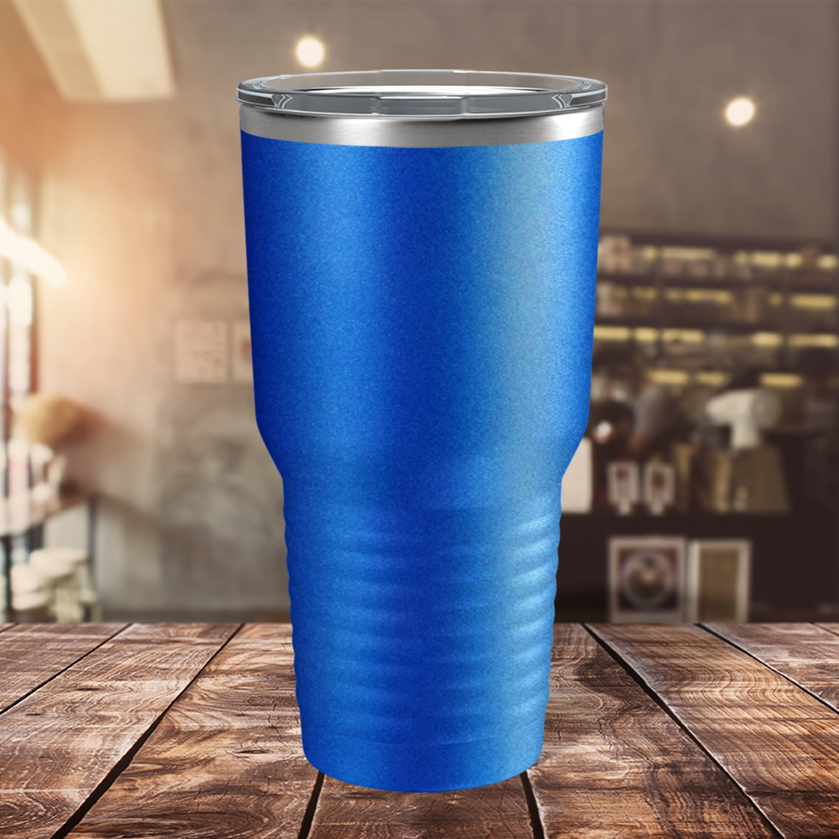 Custom Laser Engraved 30oz Blue Glitter Stainless Steel Tumbler