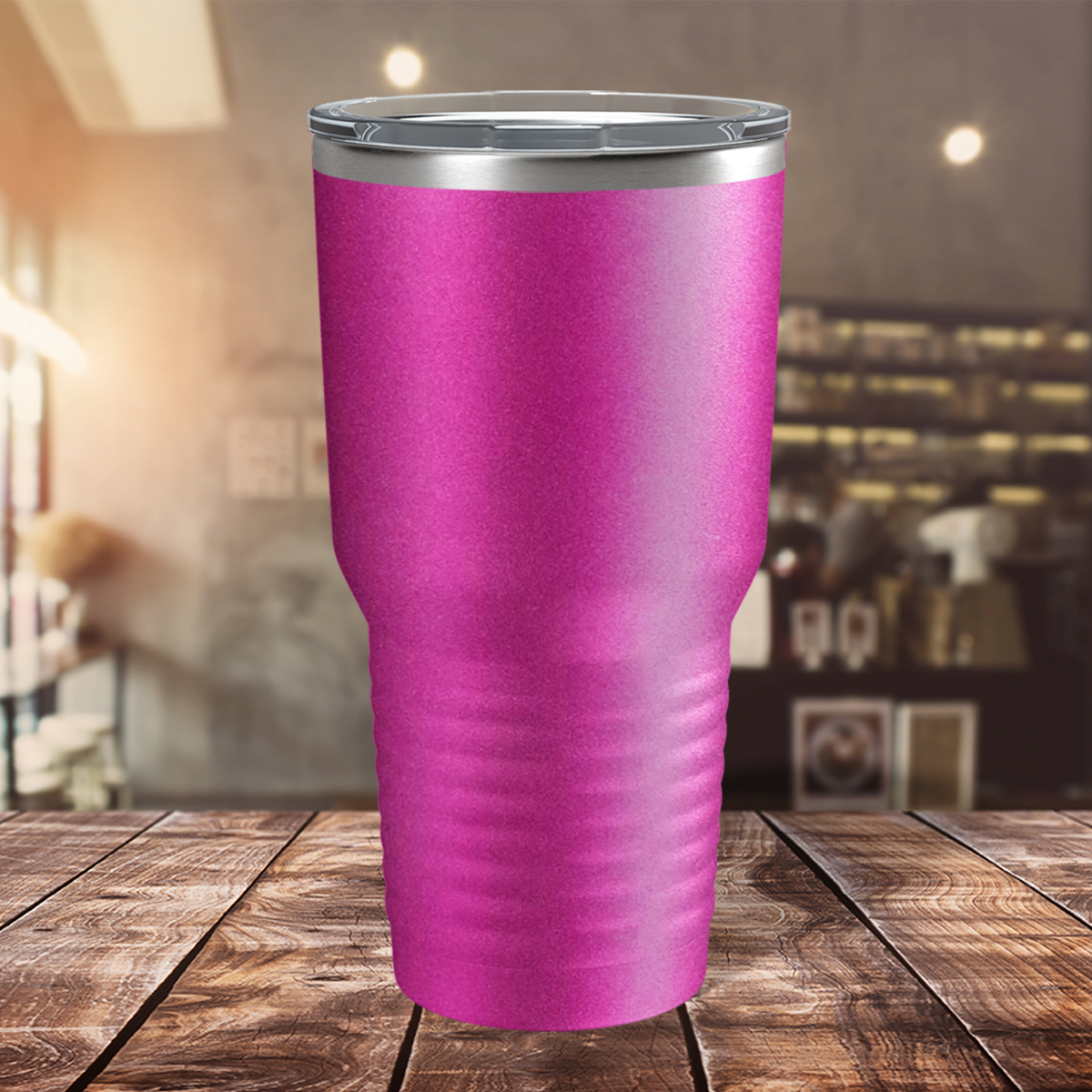 Custom Laser Engraved 30oz Pink Glitter Stainless Steel Tumbler