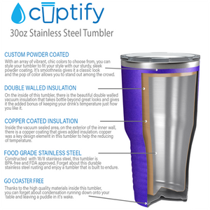 Custom Laser Engraved 30oz Purple Glitter Stainless Steel Tumbler