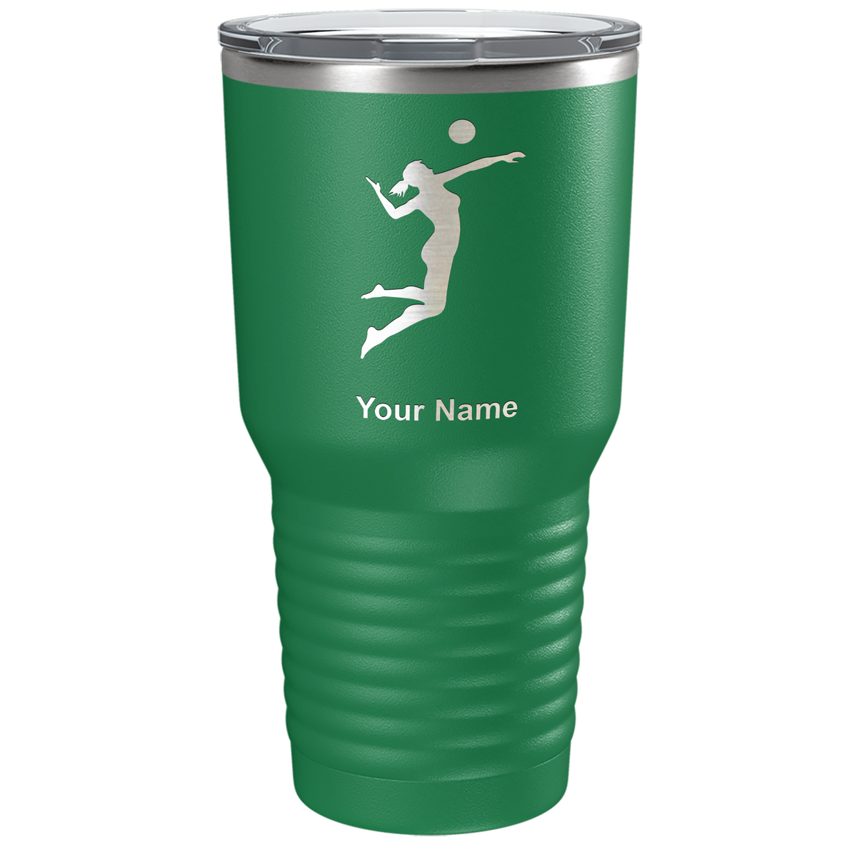 Personalized Volleyball Player Silhouette Laser Engraved on Stainless Steel Volleyball Tumbler