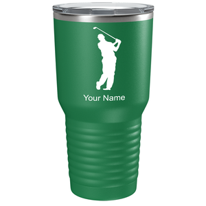 Golf Player Silhouette on Stainless Steel Golf Tumbler