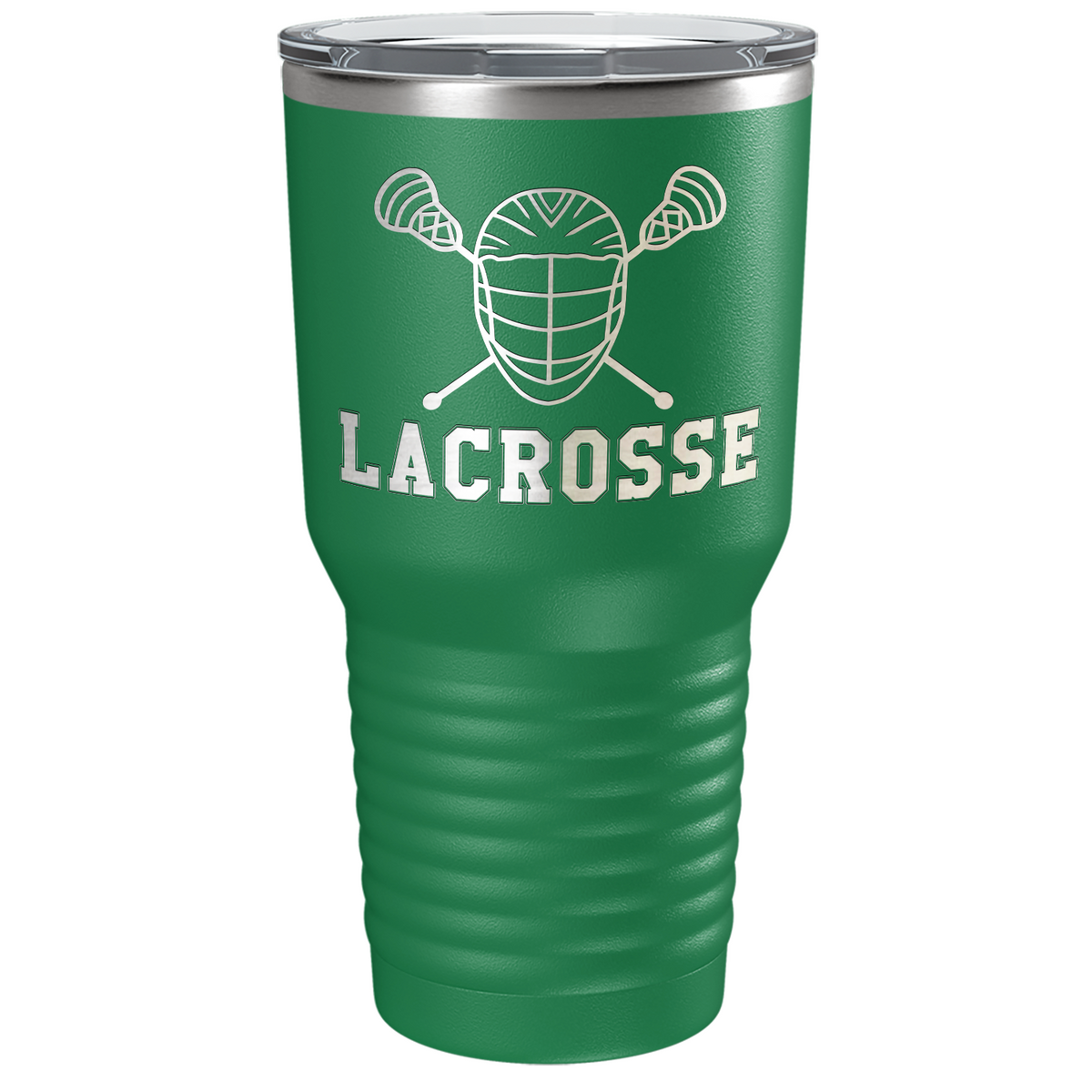 Lacrosse Mask and Sticks Laser Engraved on Stainless Steel Lacrosse Tumbler