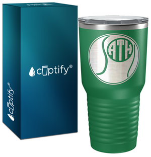 Personalized Monogrammed Tennis Ball Laser Engraved on Stainless Steel Tennis Tumbler