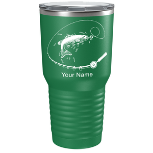 Fishing Poll with Fish on Stainless Steel Fishing Tumbler