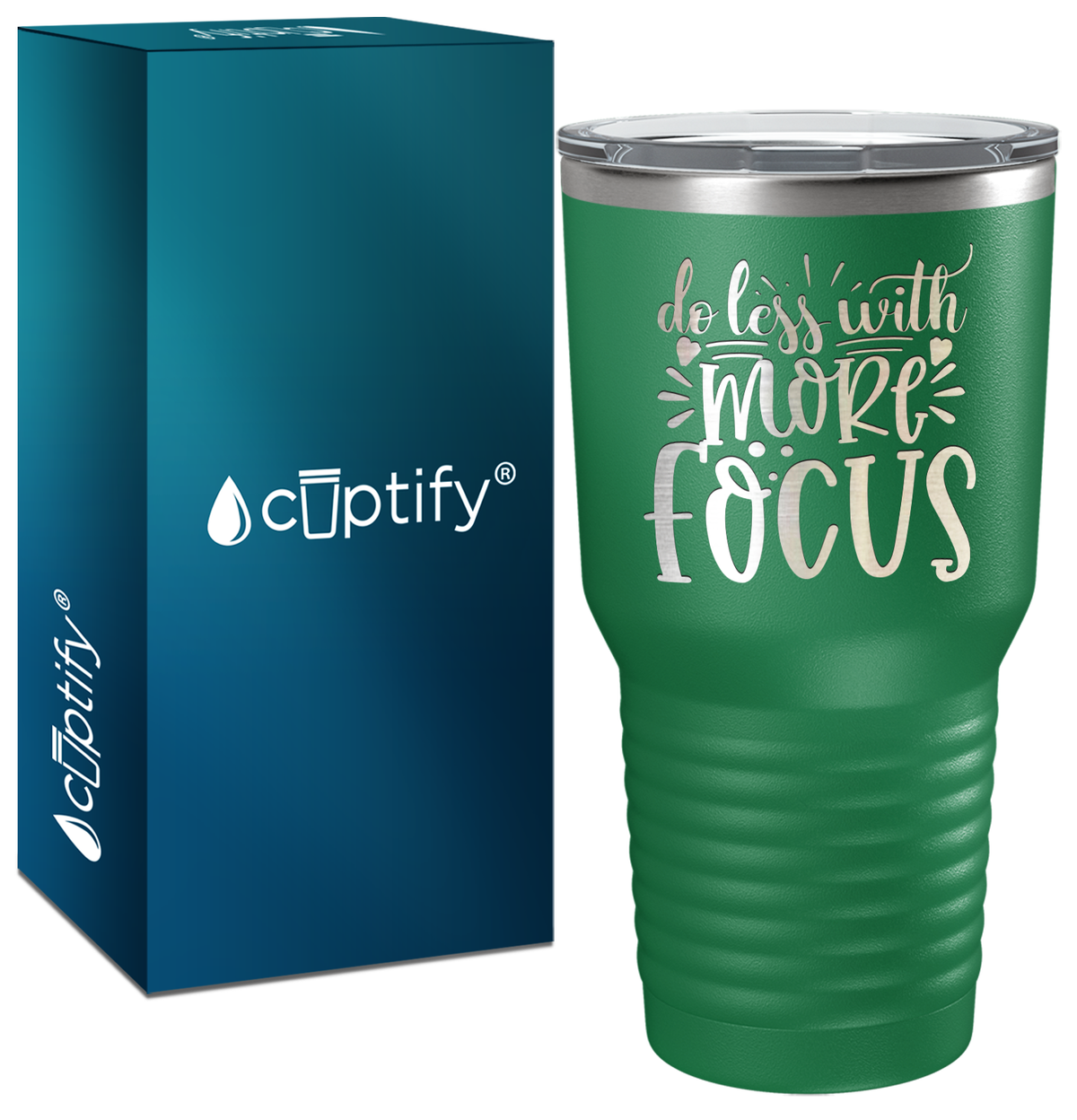 Do Less With More Focus Laser Engraved on Stainless Steel Motivational Tumbler