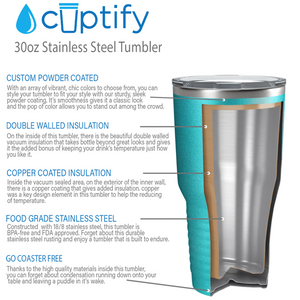 Custom Laser Engraved 30oz Seafoam Glitter Stainless Steel Tumbler