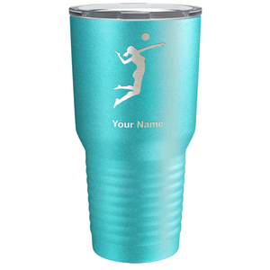Personalized Volleyball Player Silhouette Laser Engraved on Stainless Steel Volleyball Tumbler