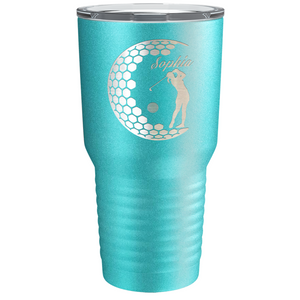 Personalized Women Golfer Laser Engraved on Stainless Steel Golf Tumbler