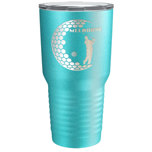 Personalized Golfer in Half Ball Laser Engraved on Stainless Steel Golf Tumbler