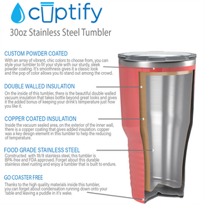 Custom Laser Engraved 30oz Guava Gloss Stainless Steel Tumbler