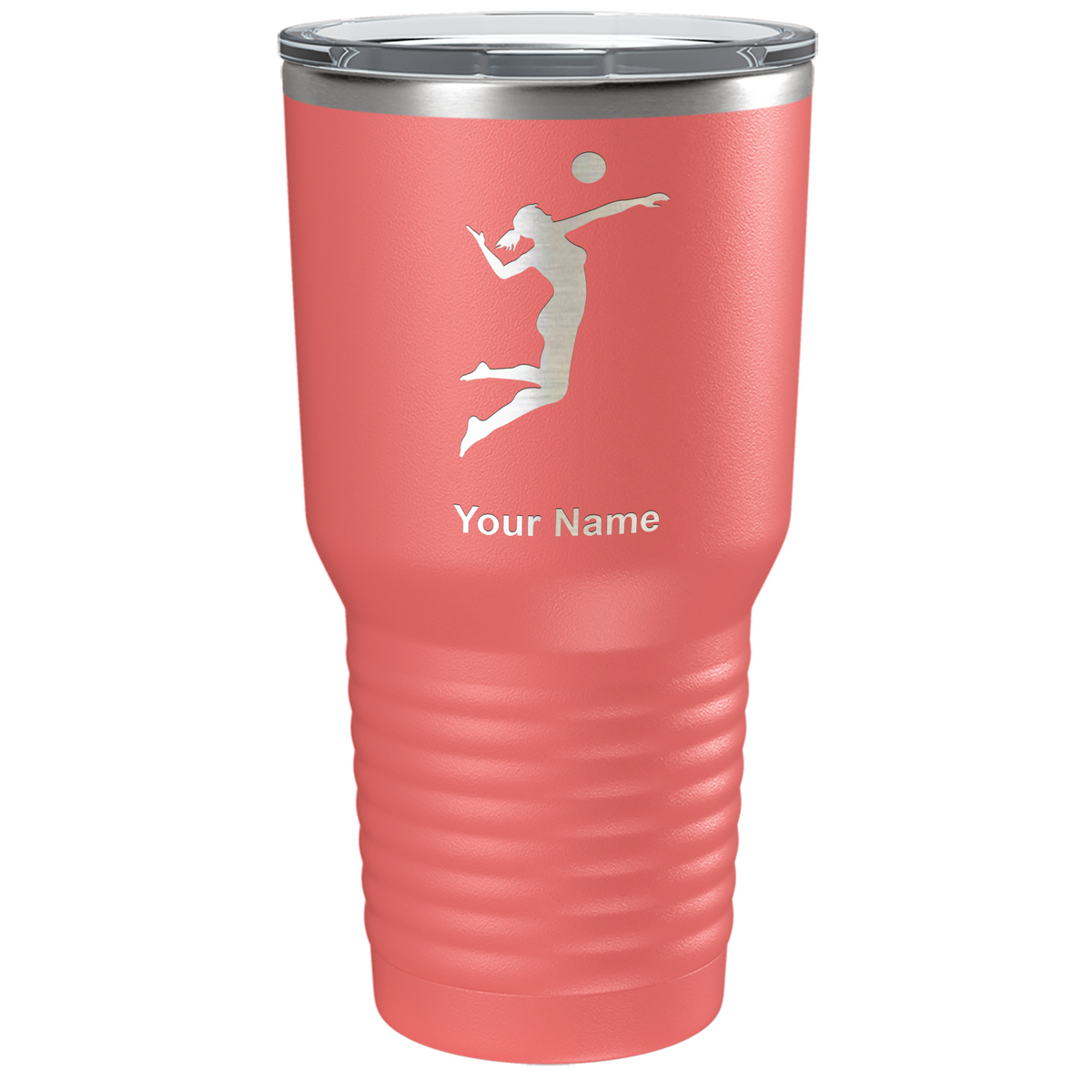 Personalized Volleyball Player Silhouette Laser Engraved on Stainless Steel Volleyball Tumbler