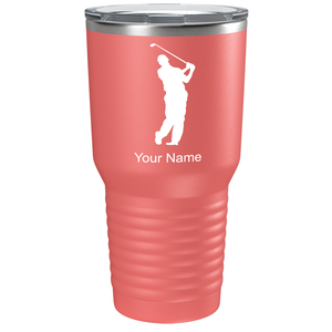 Golf Player Silhouette on Stainless Steel Golf Tumbler