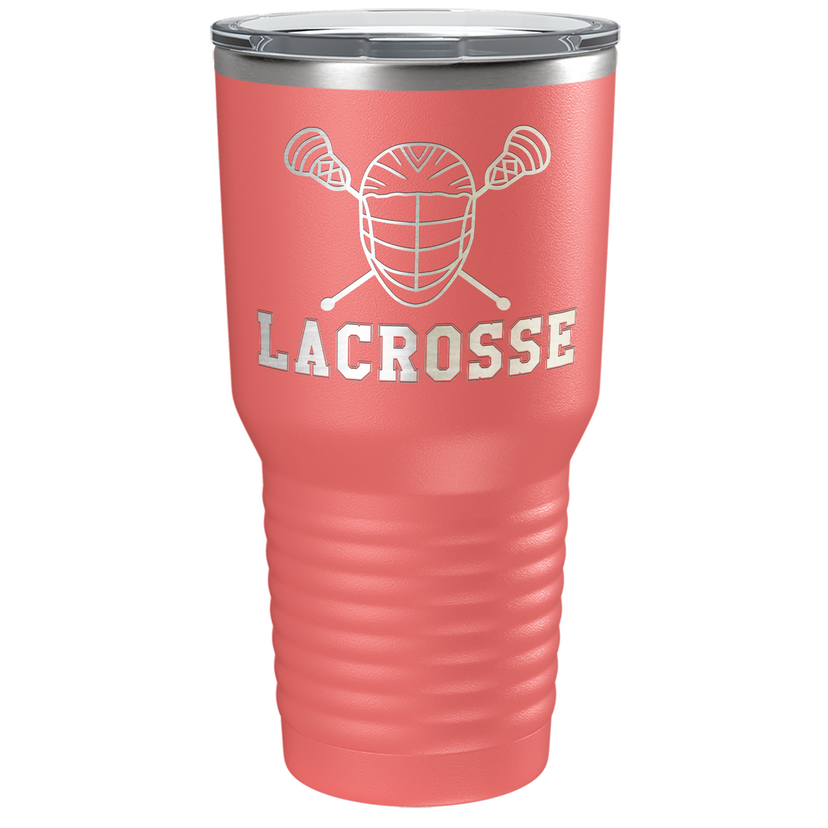 Lacrosse Mask and Sticks Laser Engraved on Stainless Steel Lacrosse Tumbler