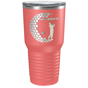 Personalized Golfer in Half Ball Laser Engraved on Stainless Steel Golf Tumbler