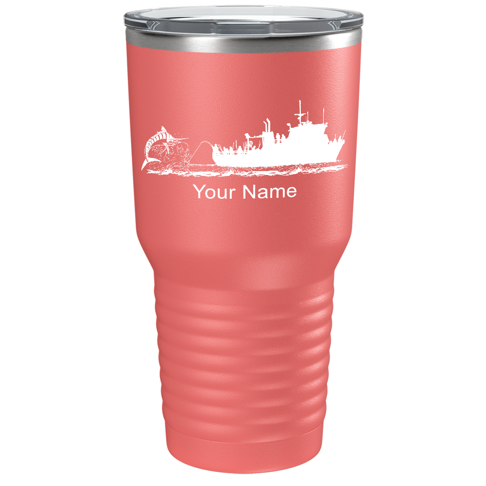 Marlin Boat Fishing on Stainless Steel Fishing Tumbler
