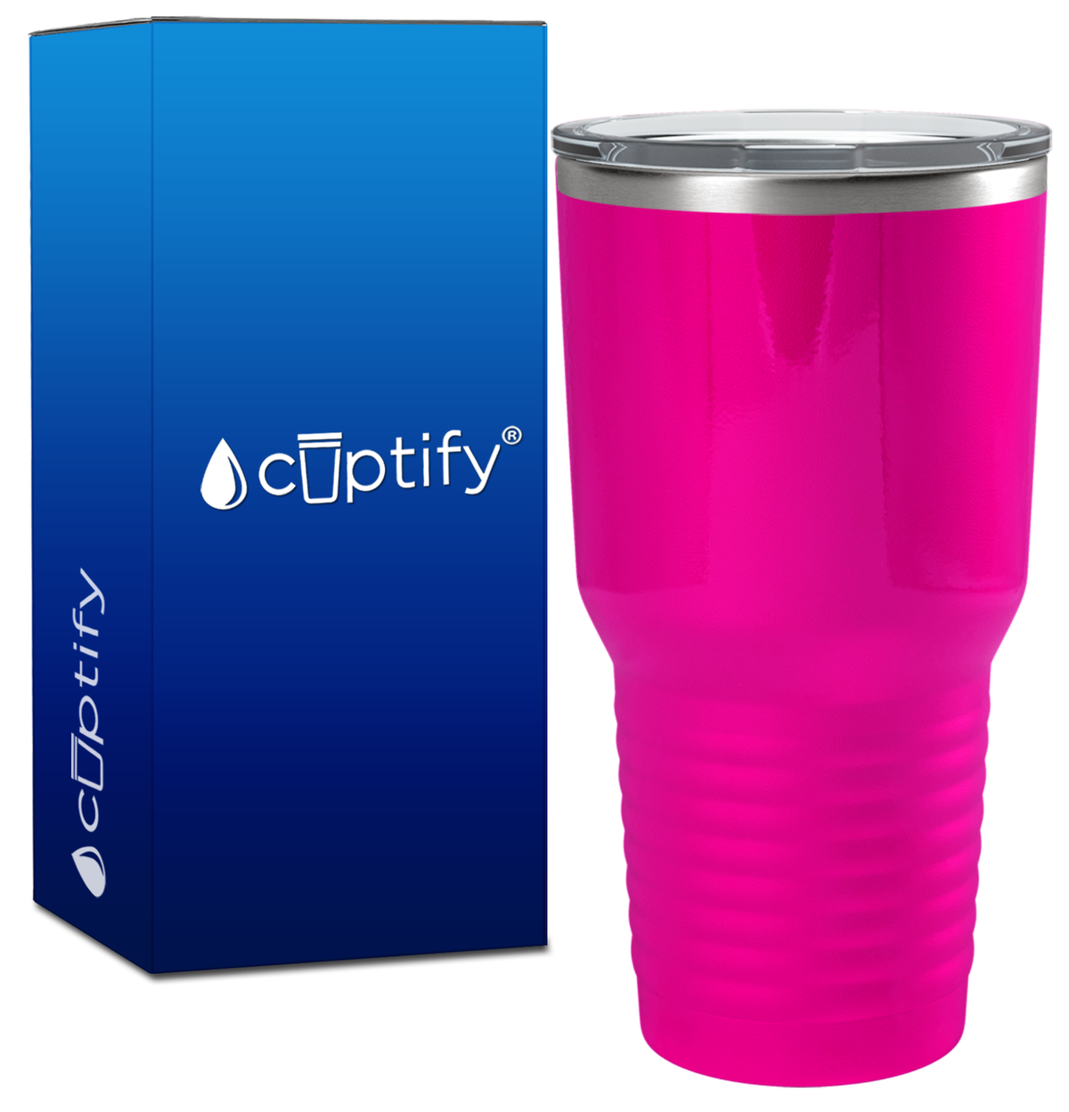 Custom Laser Engraved 30oz Pink Gloss Stainless Steel Tumbler