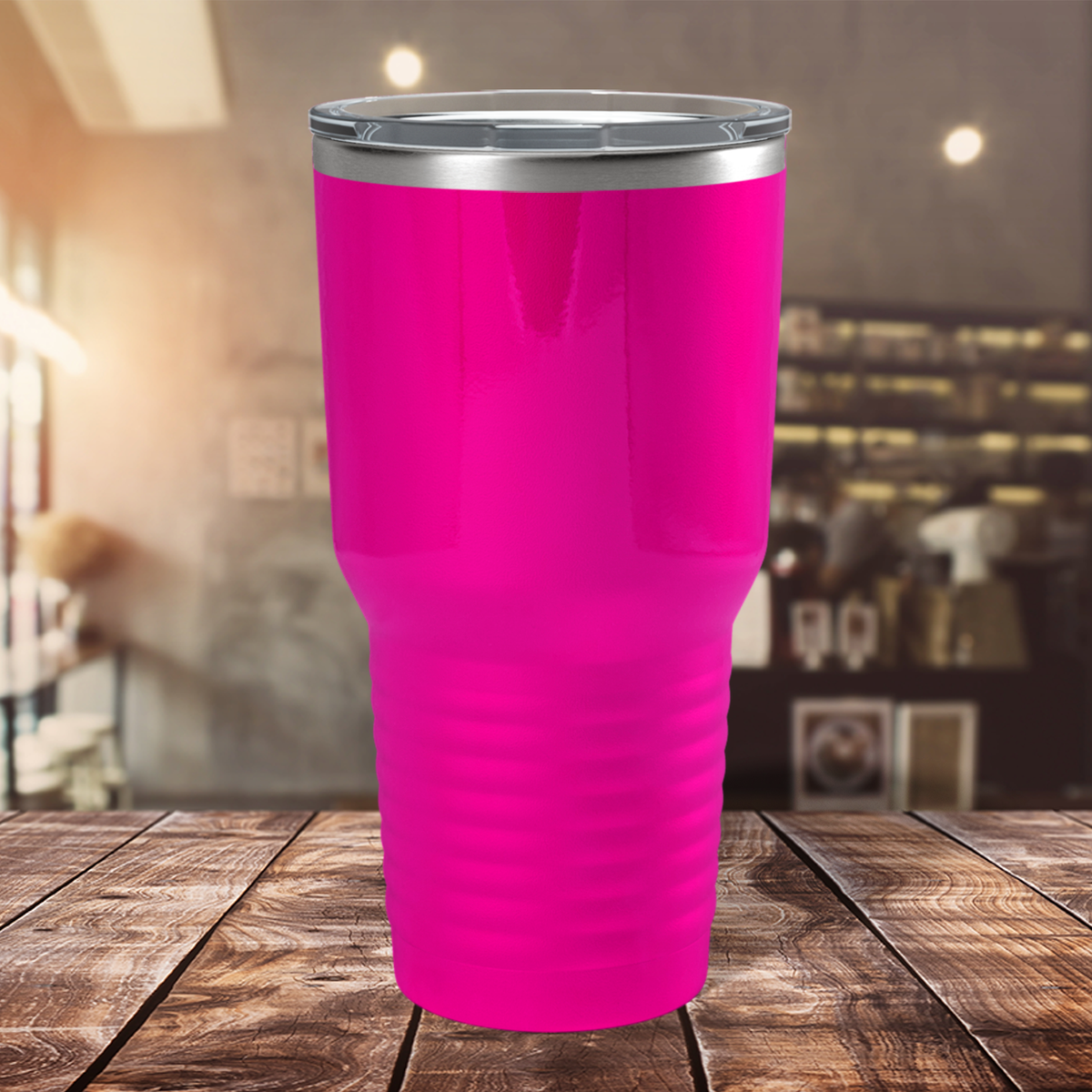 Custom Laser Engraved 30oz Pink Gloss Stainless Steel Tumbler
