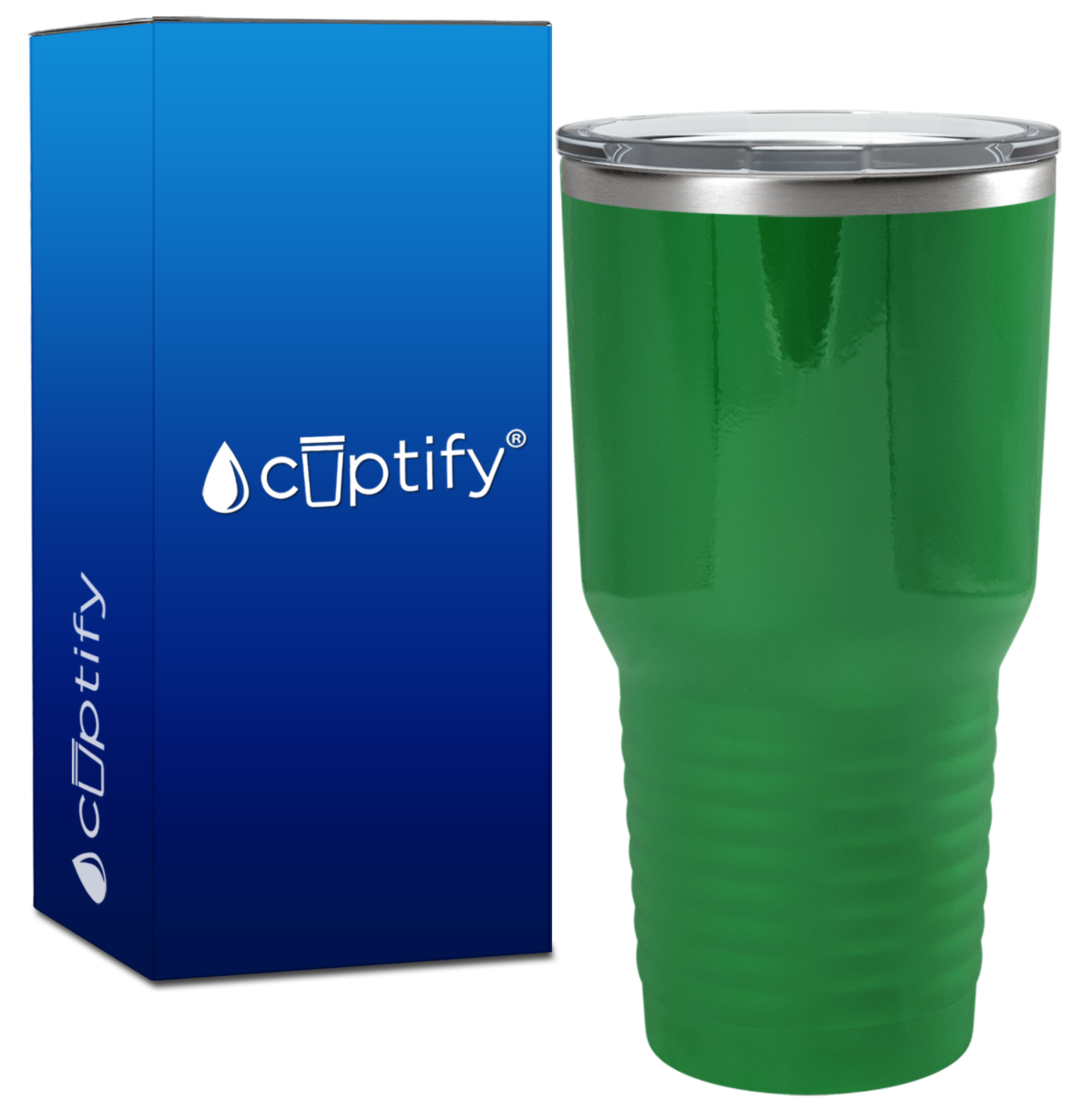 Custom Laser Engraved 30oz Green Gloss Stainless Steel Tumbler