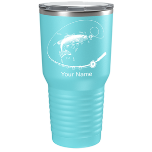 Fishing Poll with Fish on Stainless Steel Fishing Tumbler