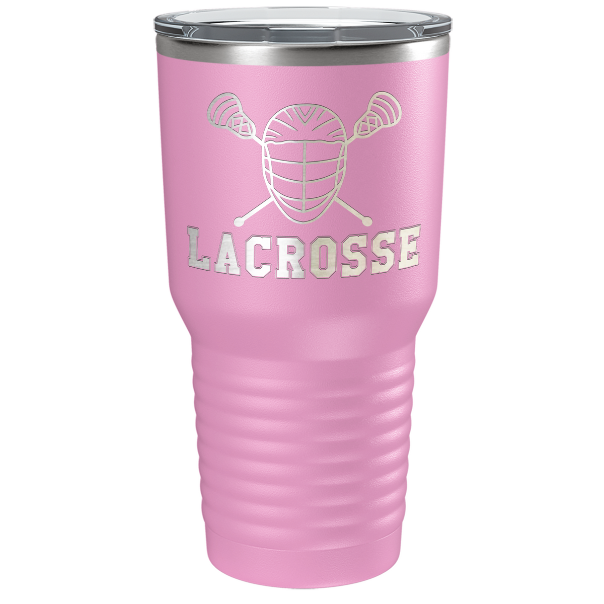 Lacrosse Mask and Sticks Laser Engraved on Stainless Steel Lacrosse Tumbler