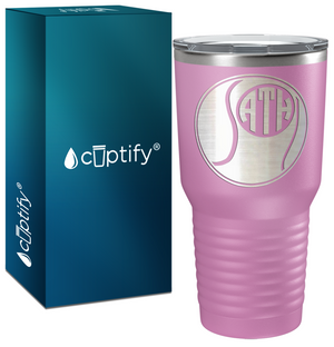 Personalized Monogrammed Tennis Ball Laser Engraved on Stainless Steel Tennis Tumbler