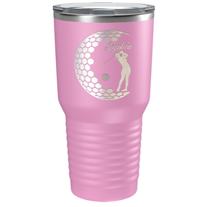 Personalized Women Golfer Laser Engraved on Stainless Steel Golf Tumbler