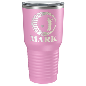 Personalized Golfer in Ball Laser Engraved on Stainless Steel Golf Tumbler