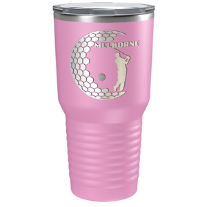 Personalized Golfer in Half Ball Laser Engraved on Stainless Steel Golf Tumbler