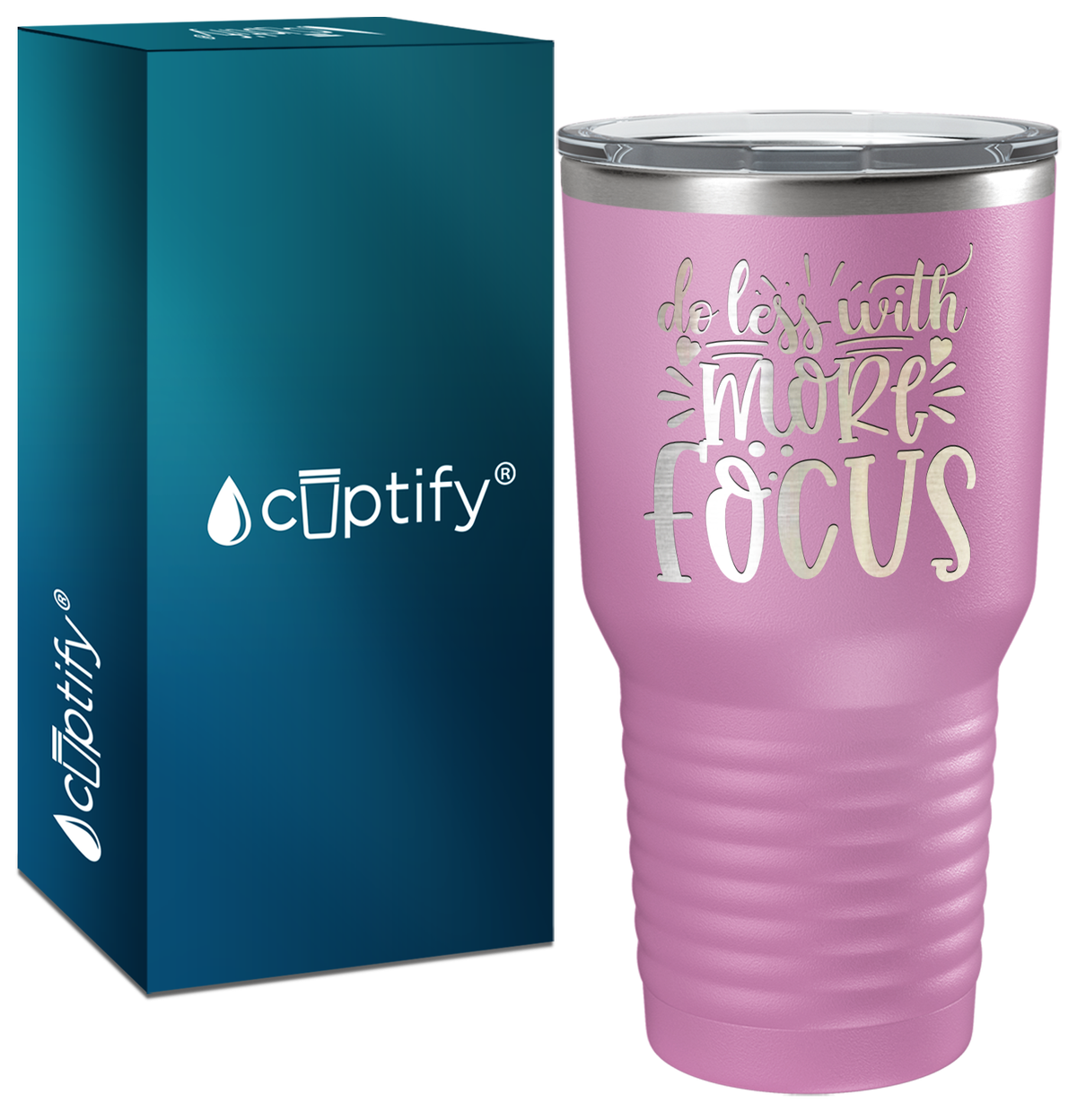 Do Less With More Focus Laser Engraved on Stainless Steel Motivational Tumbler
