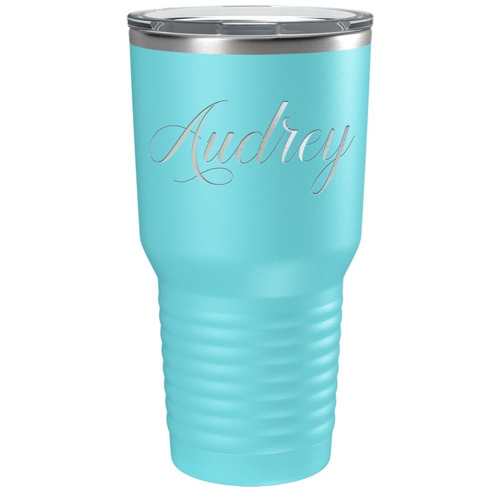 Cuptify Personalized on Lite Blue 30 oz Stainless Steel Ringneck Tumbler