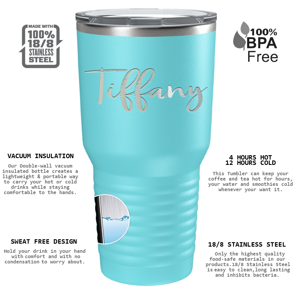 Cuptify Personalized on Lite Blue 30 oz Stainless Steel Ringneck Tumbler