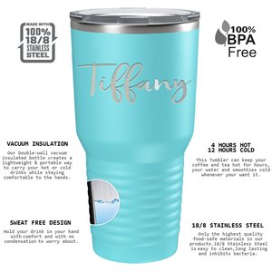 Cuptify Personalized on Lite Blue 30 oz Stainless Steel Ringneck Tumbler