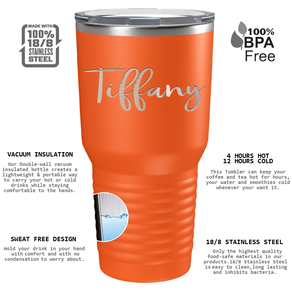 Cuptify Personalized on Orange 30 oz Stainless Steel Ringneck Tumbler
