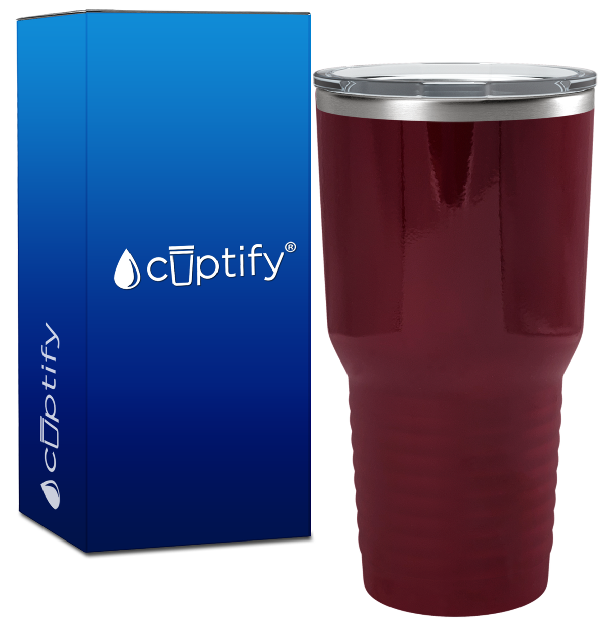 Custom Laser Engraved 30oz Maroon Gloss Stainless Steel Tumbler