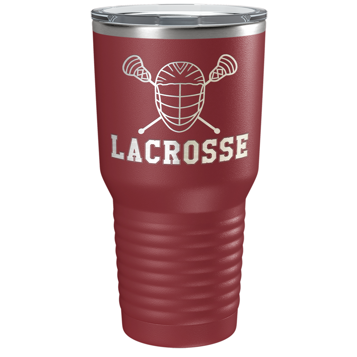 Lacrosse Mask and Sticks Laser Engraved on Stainless Steel Lacrosse Tumbler
